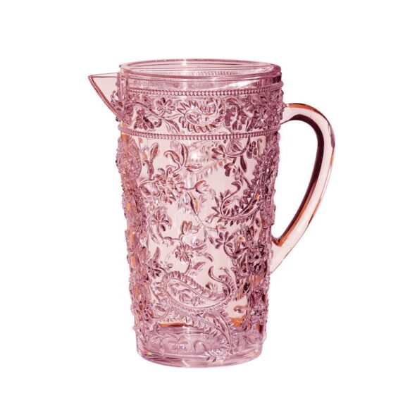 Paisley Textured Pitcher | 2 Quarts | Blue | Pink | Turquoise | - Image 3