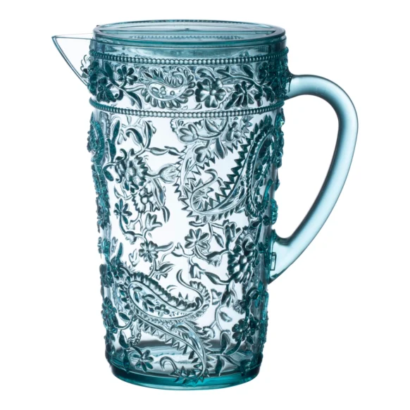Paisley Textured Pitcher | 2 Quarts | Blue | Pink | Turquoise | - Image 4