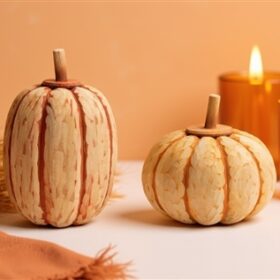 Carved Fir Wood Pumpkin Decor (Set of 2)