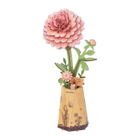 Rowood Pink Dahlia Diy Wooden Flower 3D Puzzle