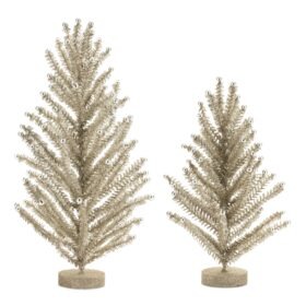 Glittered Tinsel Pine Trees Set